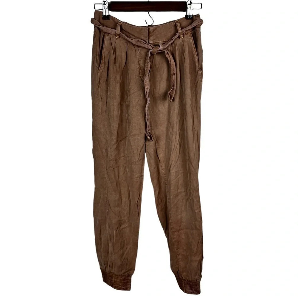 Wilfred • Tan Tie Waist Paperbag Trouser Pants